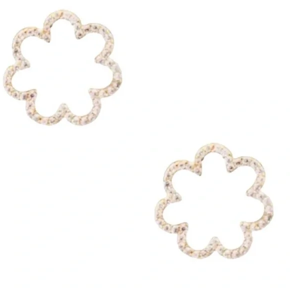 Kate Spade Scrunched Scallops Pavé Flower Stud Earrings - Gold - Picture 1 of 4
